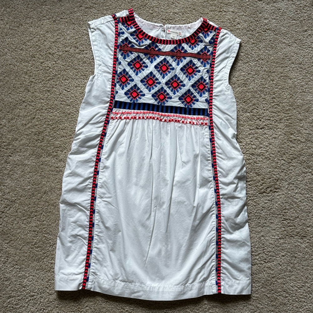 Crewcuts White Dress with Pink and Blue Accents